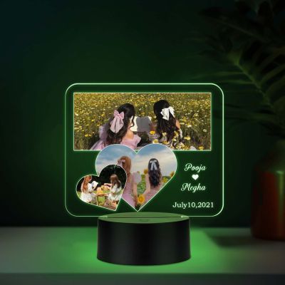 Personalized Best Friend LED Night Lamp Custom with Name & Date Birthday Gift for Bestie Gift for Sister 7 Color Changing Light